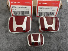 Red Front&Steering&Rear Emblem Fits Honda Civic Sedan Coupe SI EX SE 2006-2015🎁 picture