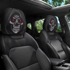 2PCS Halloween Horror Car Headrest Covers Universal Elastic Skull Face Seat Prot picture