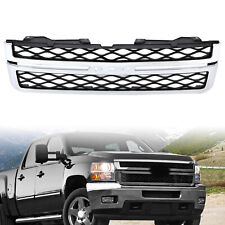 Front Grille Assembly For 11-14 Silverado Sierra 2500 HD 3500 HD Black & Chrome picture