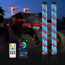 2PC 2FT LED Whip Light RGB Chasing Spiral Antenna For Can-Am Polaris RZR UTV ATV picture