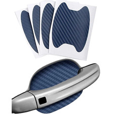 4PCS Blue Carbon Fiber Car Door Handle Anti-Scratch Protector Film Stickers picture