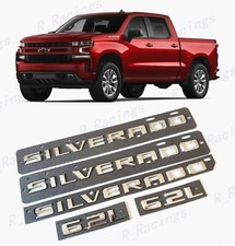 5PCS Fender Tailgate Chrome Silverado Hood 6.2L Emblems Fit 2019+ Silverado picture