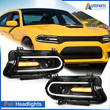 For 2015-2022 Dodge Charger LED DRL Sequential Projector Headlights Assembly Set picture