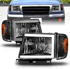 for 1997-2000 Toyota Tacoma 2WD ONLY Pickup LED Tube Black Headlights + Corners picture