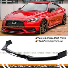 FOR 2017-22 INFINITI Q60 V2 GLOSSY BLACK FULL SIZE 1PC FRONT BUMPER LIP SPLITTER picture