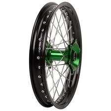 Tusk Impact Complete Wheel Rear 19x2.15 Black/ Silver/ Green for Kawasaki KX250 picture