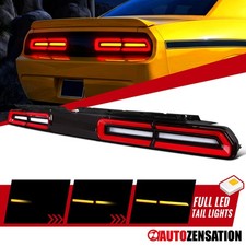 Fit 2008-2014 Dodge Challenger Black Red LED Tail Lights Sequential Signal 3PC picture
