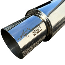 HKS OEM HI-POWER UNIVERSAL SINGLE EXHAUST MUFFLER Inlet 2.5 Outlet 4.0 Inches SS picture