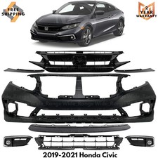 Front Bumper Cover Fascia & Grille Assembly Kit For 2019-2021 Honda Civic picture