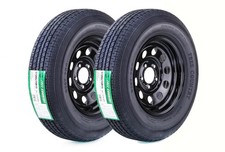 2 FC Trailer Tires with Rim ST205/75R15 8-Ply Black Mod Rim 5 Lug on 4.5