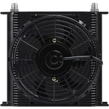 40 ROW 10AN HOSE FITTINGS ENGINE TRANSMISSION OIL COOLER REVERSIBLE ELECTRIC FAN picture