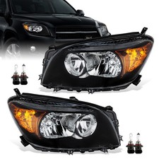 For 2006-2008 Toyota RAV4 Black Halogen Headlights Assembly Pair L+R With Bulbs picture