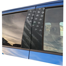 Universal 2PCS Car Pillar American Flag Decal – Distressed Matte Black  picture