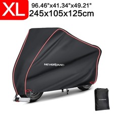 NEVERLAND XL Heavy Duty Motorcycle Cover Waterproof Outdoor Storage Black/Orange picture