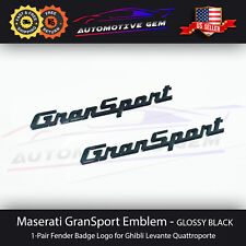 Maserati GranSport Emblem Gloss Black Fender Letter Badge Logo OEM Quattroporte picture