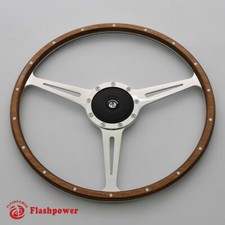 16'' Classic Riveted Wooden steering wheel w/ Horn MG Triumph Jaguar Marine Boat picture