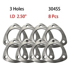 3-Bolt Exhaust Flanges Universal w/3 Holes 304SS 8Pcs 2.50