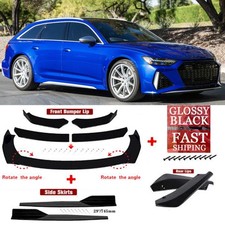 Black Front Bumper Lip Chin Spoiler Body Kit+Side Skirts+Rear Lips For Audi RS6 picture