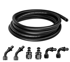 Rubber Fuel Line Kits 3/8'' (9.5mm) ID 25ft Hose 6AN Push Lock Fittings Barb End picture