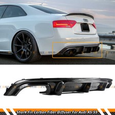 FOR 12-17 B8.5 AUDI S5 A5 SLINE SHARK FIN CARBON FIBER REAR BUMPER DIFFUSER LIP picture