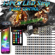 12X RGB bluetooth Motorcycle LED Light Accent Glow Neon Strip APP Music Control picture