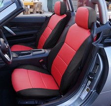 for BMW Z4 2003-2008 IGGEE CUSTOM MADE FIT 2 FRONT SEAT COVERS BLACK/RED picture