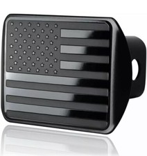 USA US American Flag Black Metal Trailer Towing Hitch Cover Fits 2