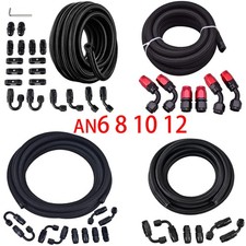 10FT 12FT 16FT 20FT Fuel Line Kit Nylon Braided Line Hose Fitting Kit AN6/8/10 picture