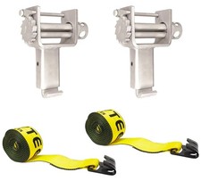 4pc Trailer Winch Kit Stake Pocket Offset Winches Flat Hooks picture