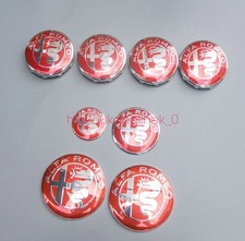NEW (8X)Alfa Romeo Red Wheel Center Caps Hood Rear Steering Wheel Emblems Badges picture