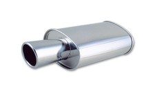 Vibrant StreetPower Oval Muffler 2.5in Inlet 4in Tip Stainless Steel 1046 picture