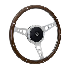 13'' Classic Riveted Wooden Steering Wheel Custom Ford Mustang Shelby AC Cobra picture