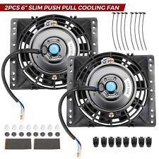 2PCS 6'' Slim Push Pull Electric Cooling Fan 650CFM Radiator Mount Kit Universal picture