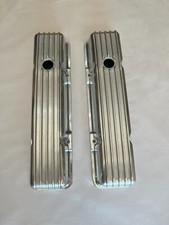 Vintage Chevy 283 305 350 400 V8 Retro Finned Aluminum Tall Valve Covers w Bolts picture