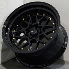 15x8/15x9 Black Wheels Vors VR7 4x100/4x114.3 0/0 (Set of 4)  73.1 picture