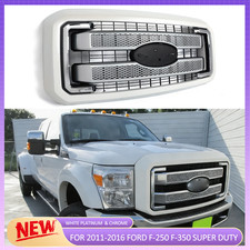White Platinum Shell Frame Satin Grille For 2011-2016 Ford F250 F350 Super Duty picture