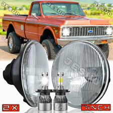 Pair 7“ Inch Round LED Headlight Hi-Lo Beam Bulb For Chevy C10 C20 C30 K10 G20 picture