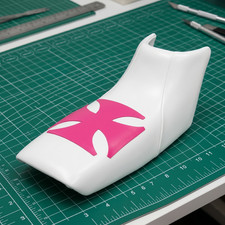 Yamaha YF60S 4-Zinger Seat Cover For 1984 To 1988 Pink White Vinyl Seat Cover picture