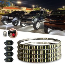 4Row 15.5'' 17.5'' White LED Truck Wheel Rim Lights + 4/8pcs LED Rock Lights Kit picture