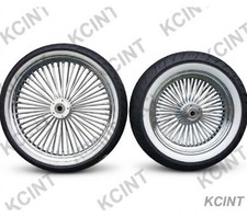 21X3.5 & 18x3.5 48 FAT SPOKE WHEEL 120/70-21 & 140/70-18 SHINKO WW TIRES MOUNTED picture