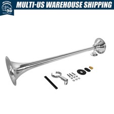 Universal 150DB Super Loud Single Trumpet Air Horn Chrome Metal 12V/24V Truck US picture
