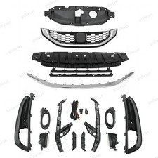 For Civic Sedan 2013-2015 14PC Chrome Bumper Grille Set with Fog Lights & Bezel picture