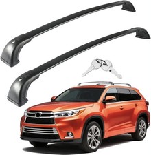 Fits 14-19 Toyota Highlander Black Roof Rack Cross Bar Cargo Carrier - Aluminum picture