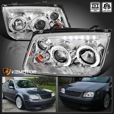 Fits 1999-2005 Volkswagen Jetta/Bora Mk4 LED Halo Projector Headlights Fog Lamps picture