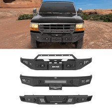 Fit 92-96 Ford Bronco F-150 F-250 F-350 Front Rear Bumpers w/Winch Plate Steel picture