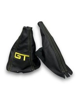 Embroidered GT Shift Parking Brake Boot For 94 -04 Ford Mustang Yellow Stitching picture
