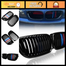 Glossy Black M-Color Front Kidney Grilles for 2002-2006 BMW E46 - Stylish Upgrad picture