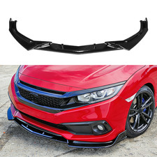GT Style For Honda Civic EX LX Sport Sedan 2016-2021 Glossy Black Front Lip picture