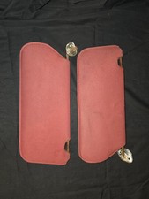 85-86 Mustang Canyon Red Cloth Sun Visors Visor PAIR Set LH RH OEM w/mirror picture