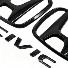 1Set Front Grille Rear Emblem Badge Sticker For Civic FC FK 2016-21 Gloss Black picture